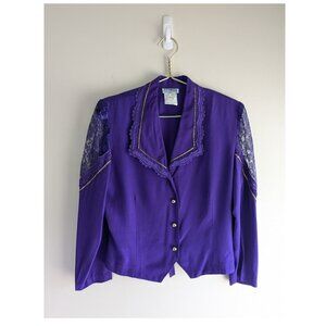 Vintage Lace shoulder gold button blazer